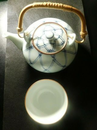 Asian Made In Japan Teapot With Bamboo Handles And Matching Cup Dd740cxx