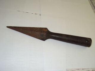 Large Vintage Hand Forged Iron Spear Head.  Heavy Weight.  10 " Long.