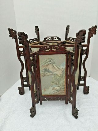 Vintage Chinese Lantern,  Rosewood Dragon Frame