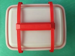 Vintage Tupperware 5 - Piece Pak - N - Carry Lunch Box Set Ice Cream Saver Red Orange 2