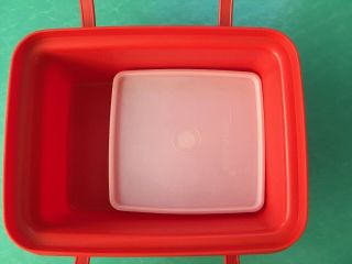 Vintage Tupperware 5 - Piece Pak - N - Carry Lunch Box Set Ice Cream Saver Red Orange 3