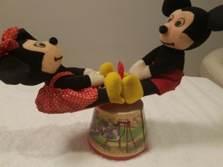 Walt Disney Wind Up Toy Mickey & Minnie On See Saw