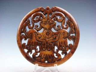 Old Nephrite Jade Stone Carved Large Pendant Ancient Monster Eagle 11281910c