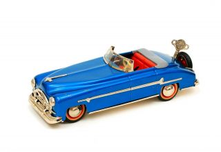 Vintage Distler Clockwork Tin Car Packard Cabriolet Convertible Blue W/ Key