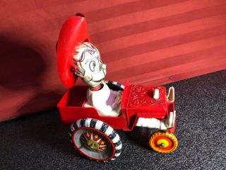 Vintage Marx Crazy Whoopee Car Tin Litho Wind - Up Toy Mortimer Snerd Fire Chief
