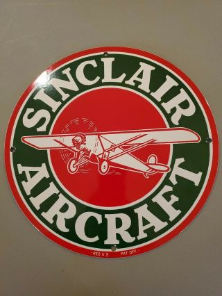 Vintage Sinclair Aircraft Gasoline Porcelain Gas Pump Sign