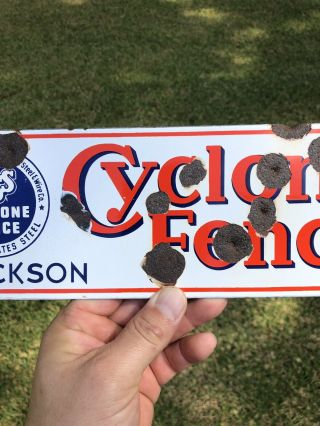 Vintage Cyclone Fence Jackson Mississippi United States Steel Porcelain Sign 3