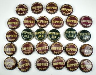 28 Vintage Ruppert Ale Or Beer Bottle Caps / Cork Lined Crowns