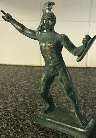 Antique 19th Century Bronze Roman Or Greek Soldier - Titled Pompeii
