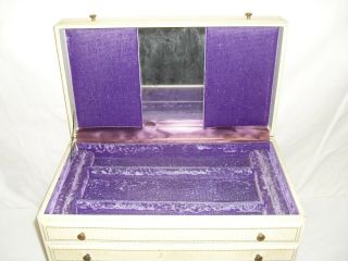 Vintage 4 Drawer Jewelry Box Chest Purple Interior