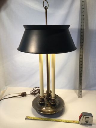 Vintage Frederick Cooper Brass Bouillotte Candlestick Lamp 29 " Black Tole Shade