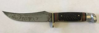 Vintage Western Stag Handle Curved Hunting Knife