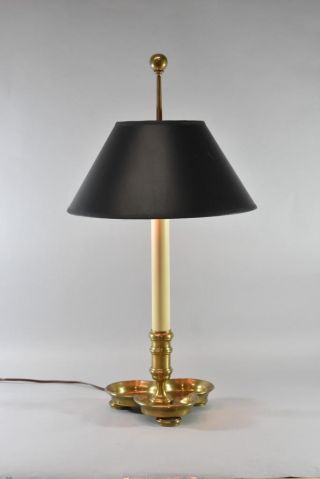 Chapman Brass Trefoil Candlestick Form Table Lamp Two Socket 1986