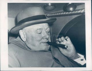 1955 Photo Winston Churchill Prime Minister British Political Cigar 7x9