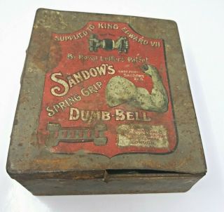 Vintage Antique Sandow Patent Hand Grip Dumbbells 7 Spring With Box