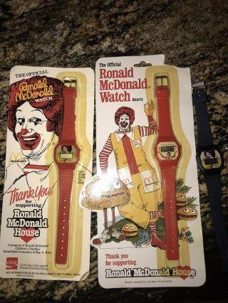 Vintage 1984 (3) Ronald Mcdonald Wrist Watch In Package Mcdonald 