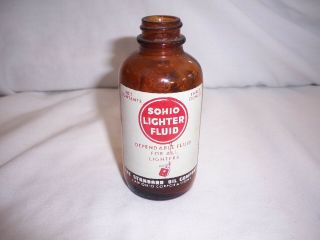 Sohio Lighter Fuel Fluid Bottle Tin Can Rare Ww2 1940 