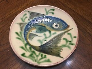 Vintage Puigdemont Spanish Art Pottery Fish Decorative Wall Hanging Plate