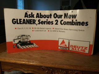 Rare Vintage 1970s Allis Chalmers Gleaner Combine Dealer Display 3 Sided Sign