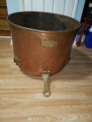 Rare Vintage Duparquet Huot & Moneuse Co.  D H & M Copper Pot 27 " D X 22 " H 48lbs