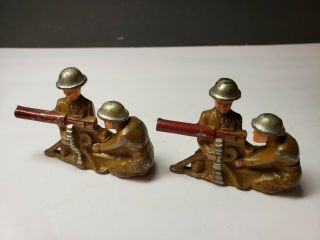 Vintage Barclay Toy Soldiers With Machine Guns Sitting
