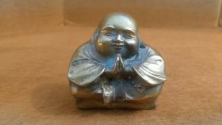 Antique Miniature Brass Bronze Meditation Buddha Statue.