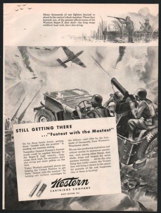 1943 Wwii U.  S.  Army Jeep Mounted Machine Gun Western Ammunition Ad