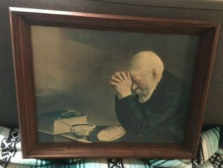 Vtg Enstrom " Grace " Old Man Praying Gratitude