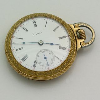 Antique 54.  5mm Gold Filled 18s Locomotive Engraved Case Elgin 316 Pocket Watch