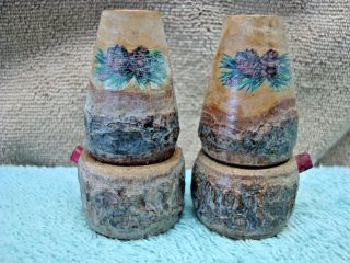 Hand Carved Mt.  Pocono,  Pa.  Souvenir Wooden Salt & Pepper Shaker Set.