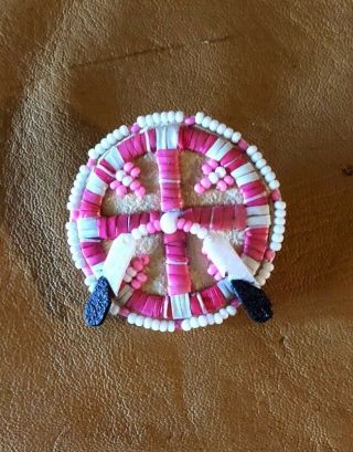 Large Neat Native American Lakota Sioux Quilled And Beaded Pin