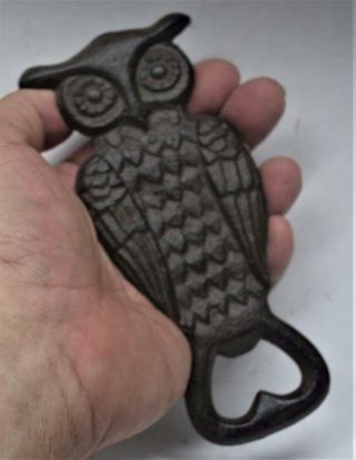 Wonderful Heavy Foundry Cast Iron - Wise OWL BOTTLE OPENER - 6 inches long 2