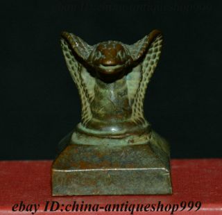 Collect China Dynasty Palace Bronze Snake Head Imperial Seal Stamp Signet Statue