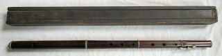 E.  Baack York 1 - Key Flute Cocuswood &custom Wooden Case 1800s Old Vtg Antique
