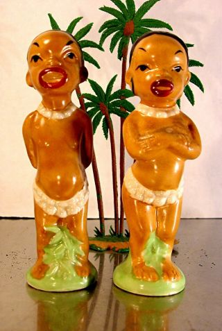 Rare Pair Risque African Natives Black Americana Salt And Pepper Shakers Japan