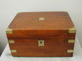Antique Ca.  1885 Mahogany Campaign Lap Desk Slope Box
