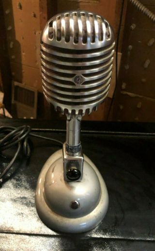 Vintage Shure 55 Fatboy Microphone W/ S - 36 Stand & A85c.  Elvis Deco Mic