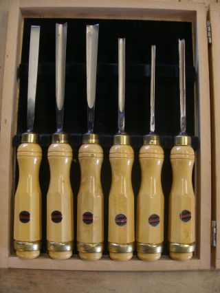 Set Of 6 Freud Professional Woodworking Carving Tools Chisels Cs 106 W/wood Box