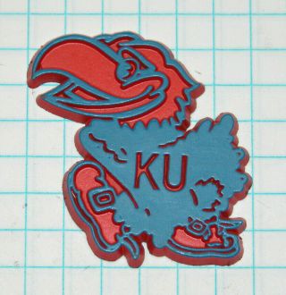 Vintage University Of Kansas Jayhawk Mascot Rubber Refrigerator Magnet