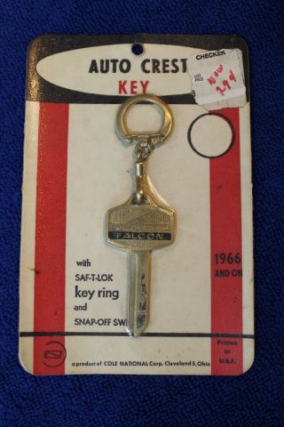 Vintage Nos Auto Crest Ford Falcon Key Blank Key Chain Key Ring Cole National