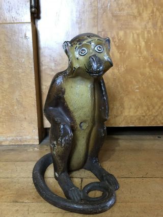 Antique Cast Iron Monkey Doorstop Possibly Hubley