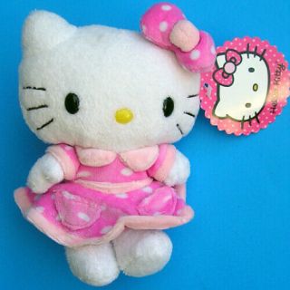 Sanrio Hello Kitty 6 Inch Kt Fluffy Plush Dots Doll