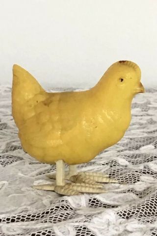 Vintage Plastic Yellow Chicken Toy W/ Egg Made In England Mechanical