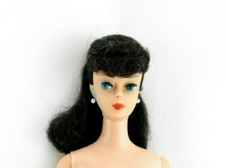 Vintage Brunette Ponytail Barbie Japan On Foot Red Lips Marked 1958 Pat Pending