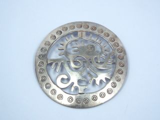 Vintage Js Taxco Mexico Sterling Silver Design Large Brooch Pin Pendant