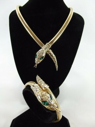 Vintage Coco Craft Jewellery Set With Serpent / Snake / Necklace & Bracelet