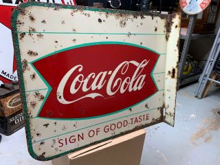 Vintage Rare Am - 1939 Coca Cola Fishtail Flange Sign Gas Oil Nr