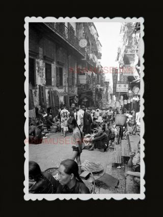 1940s Pottiger Street Market Steps Vintage B&w Old Hong Kong Photograph 1665c