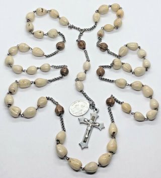 † Nun Early 1900s Antique Job Tear Seed Beads - Rosary Of The Seven Sorrows †