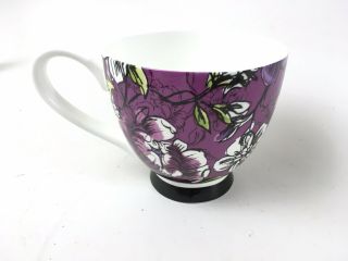 Portobello By Inspire Bone China Coffee / Tea Mug Purple W/ White Flowers.  16 Oz